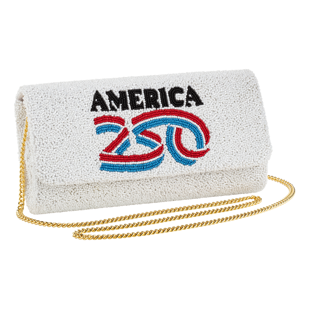 A250 Beaded Baguette Clutch Bag with Chain with strap