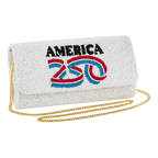 A250 Beaded Baguette Clutch Bag with Chain with strap