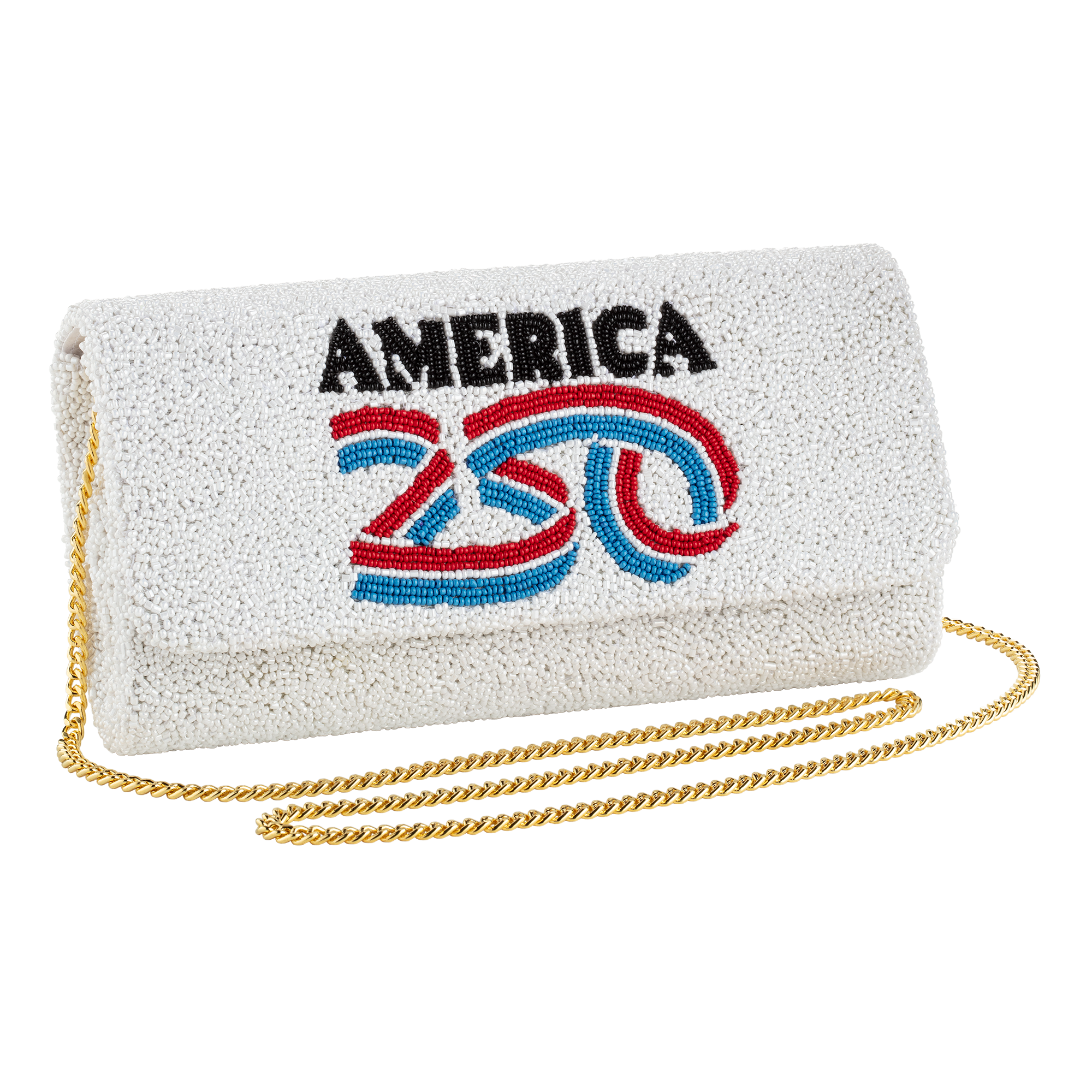 A250 Beaded Baguette Clutch Bag with Chain with strap
