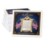 Set of White House Historical Association commemorative coasters with American flag design.