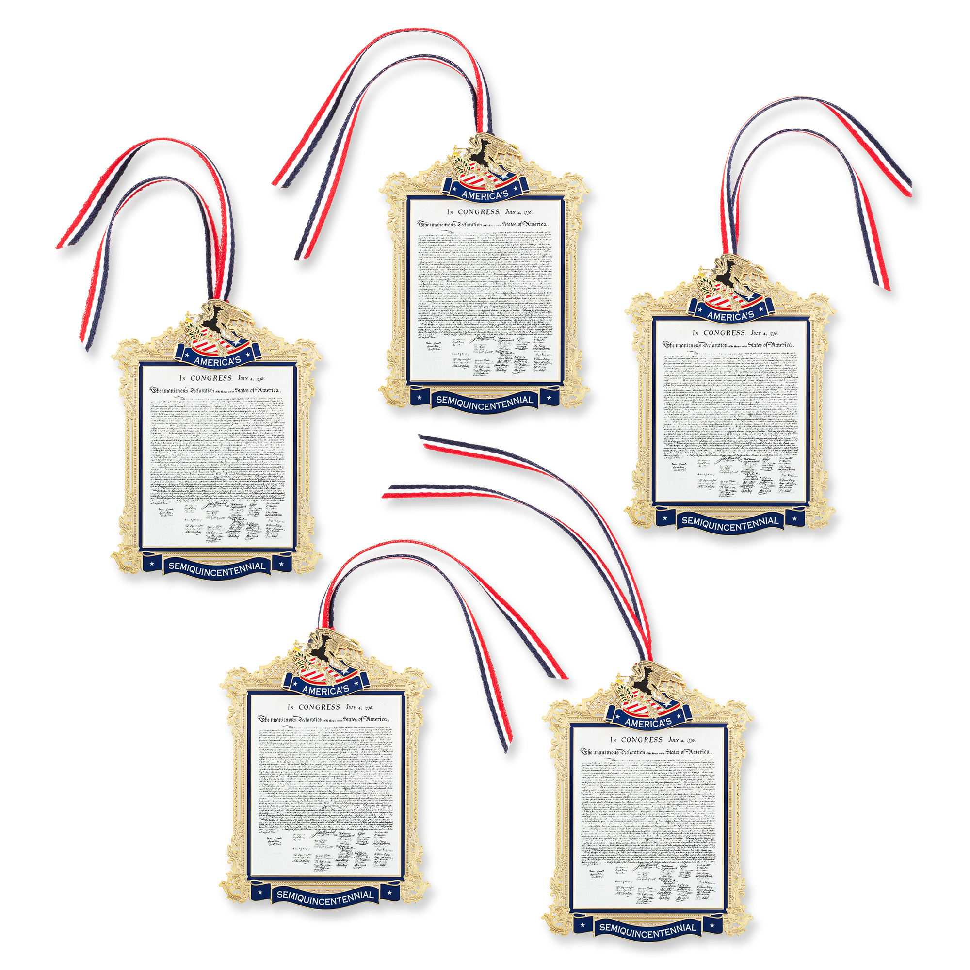 Official Commemorative Ornament of America’s 250th Anniversary - 5 piece bundle
