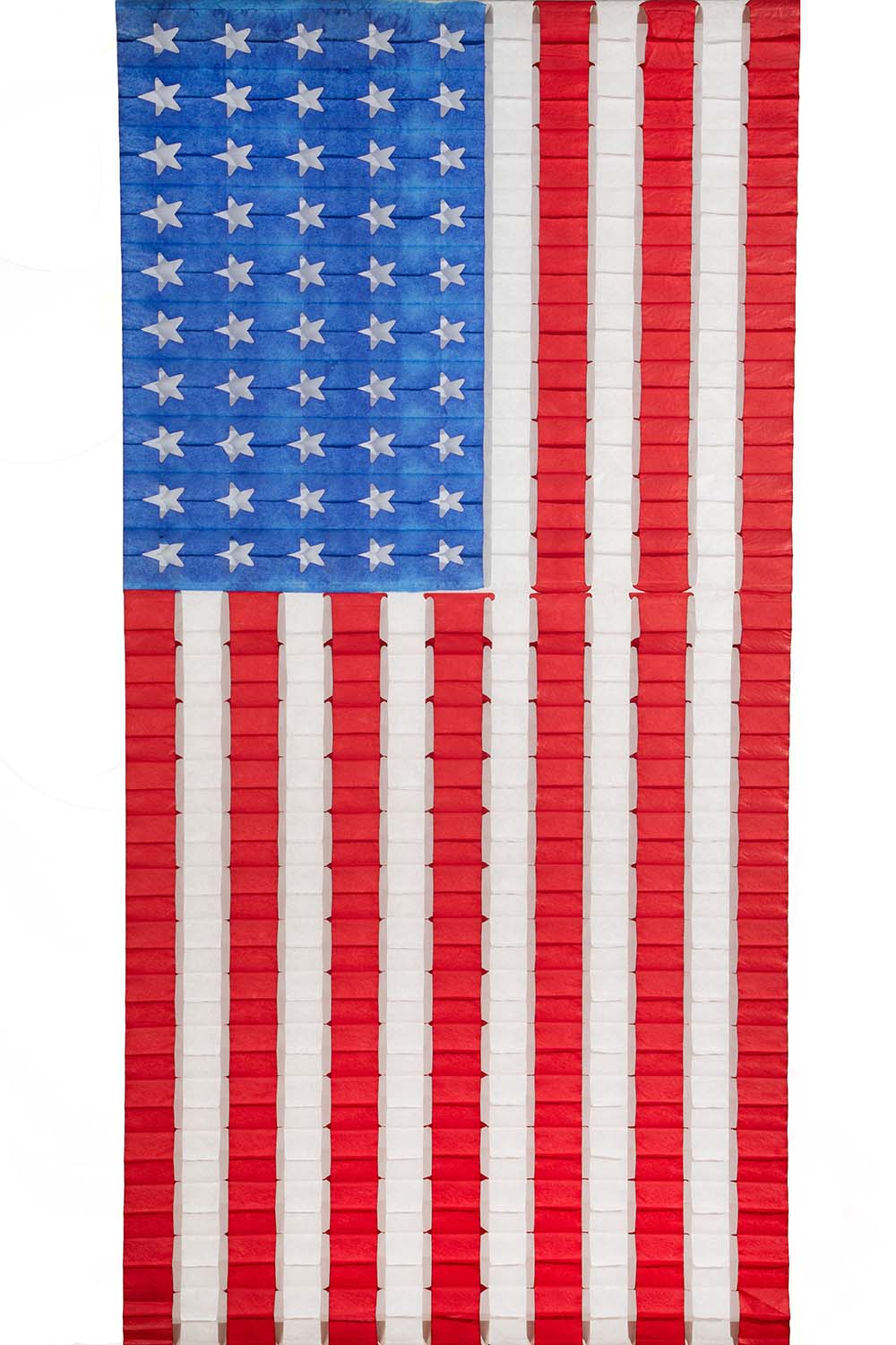 American flag patterned fabric with blue, white, and red colors.
