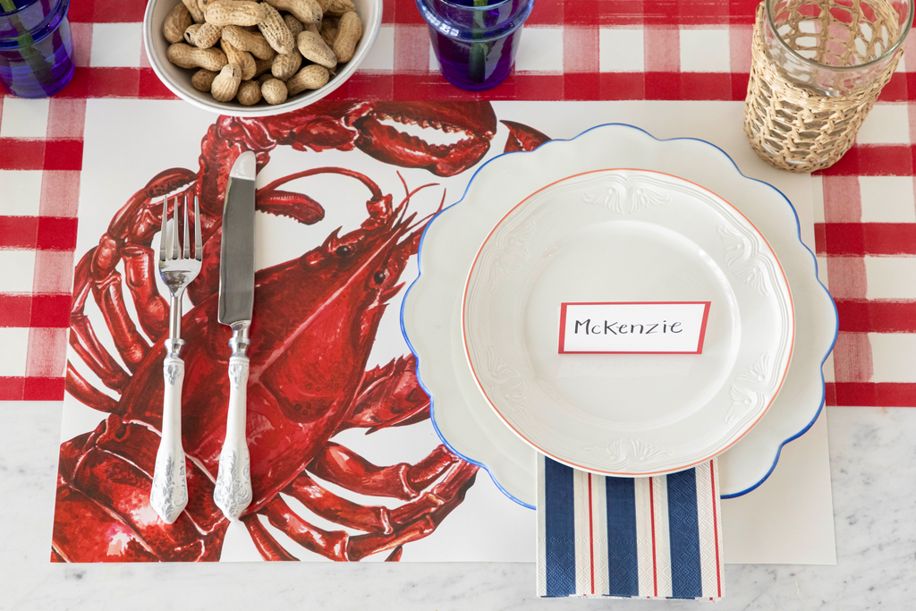 Striped Guest Paper Napkins - Set of 16 on placesetting