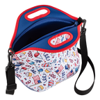 Patriotic Lunch Bag with Strap by Mary Engelbreit open