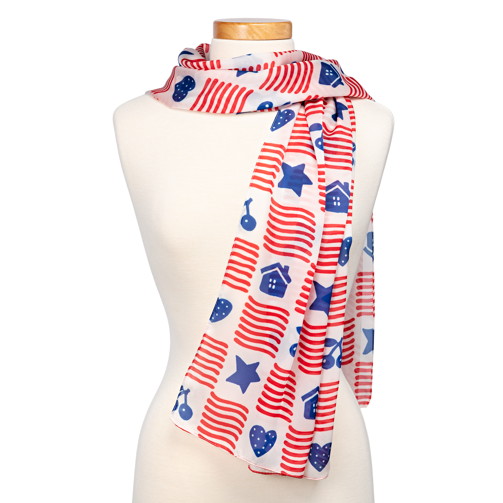 Patriotic Red and Blue Sheer Scarf by Mary Engelbreit