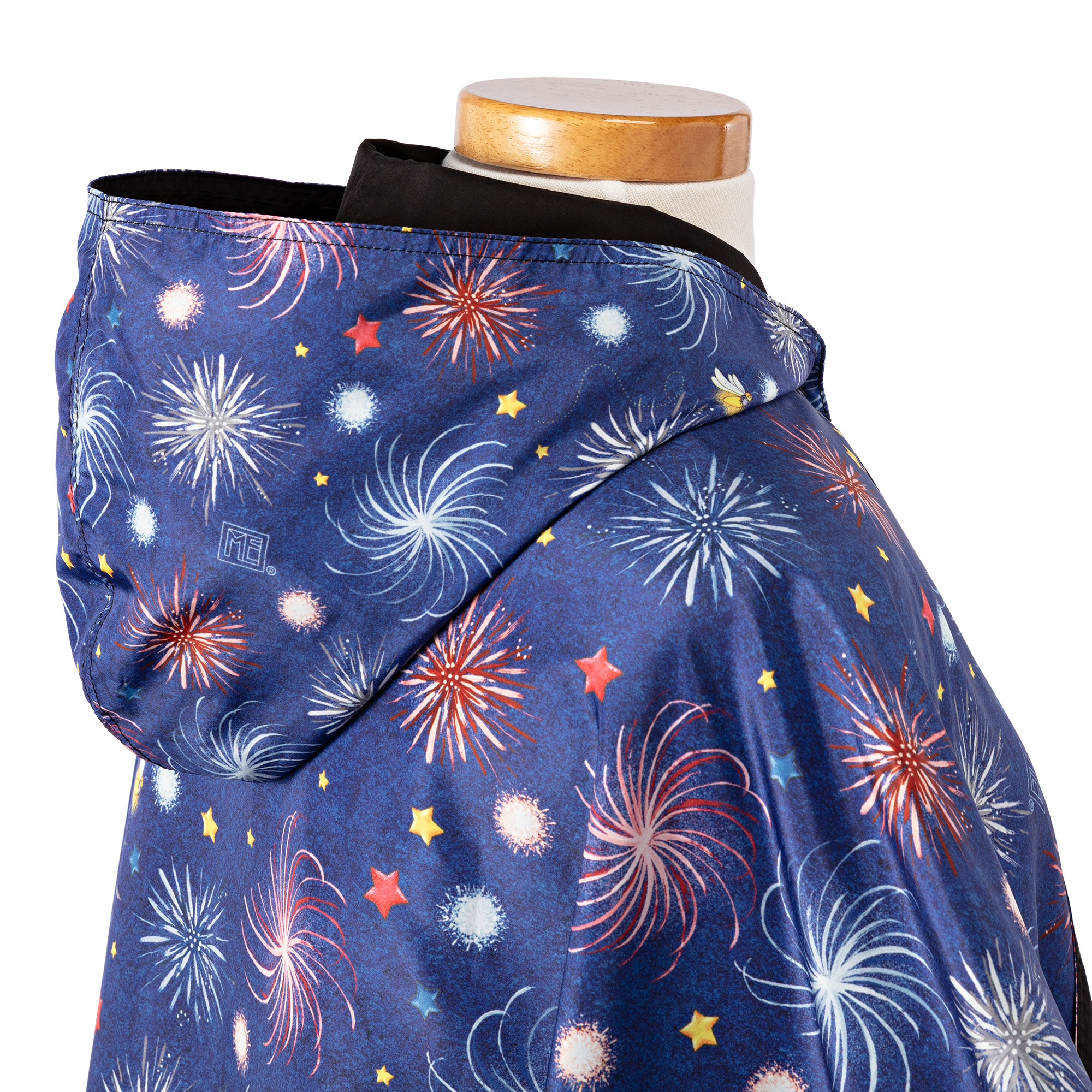 Rain Caper x Mary Engelbreit Fireworks Print Reversible Rain Cape Poncho hood