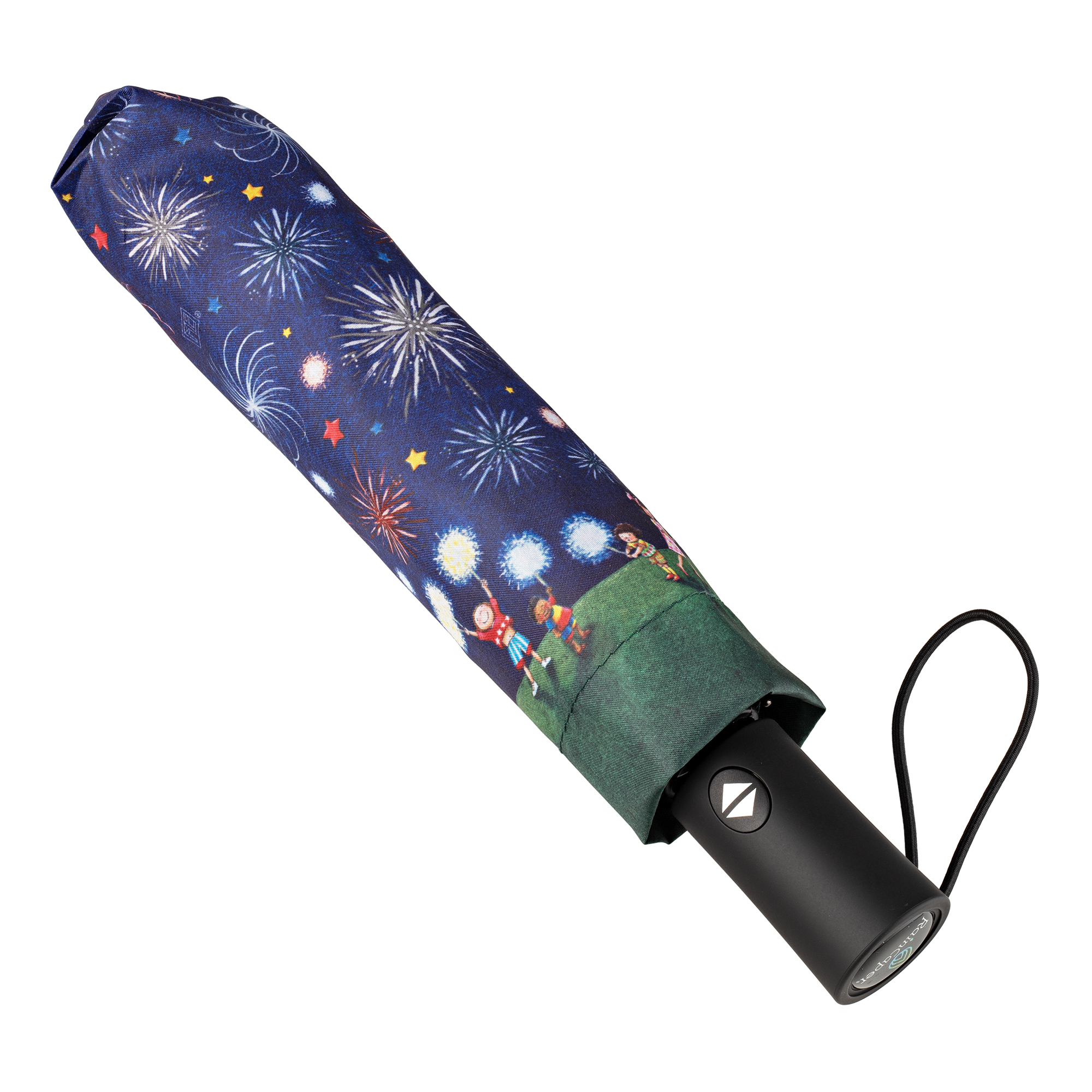 Fireworks Print Travel Umbrella by Mary Engelbreit closed
