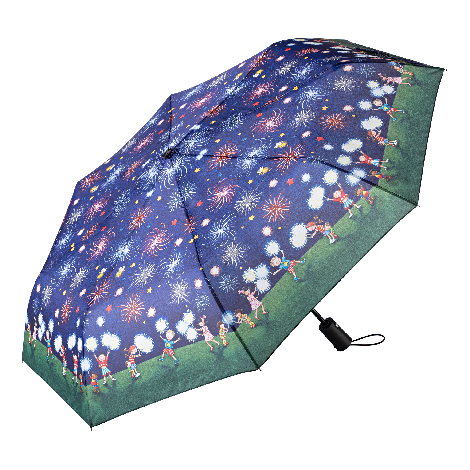 Fireworks Print Travel Umbrella by Mary Engelbreit open