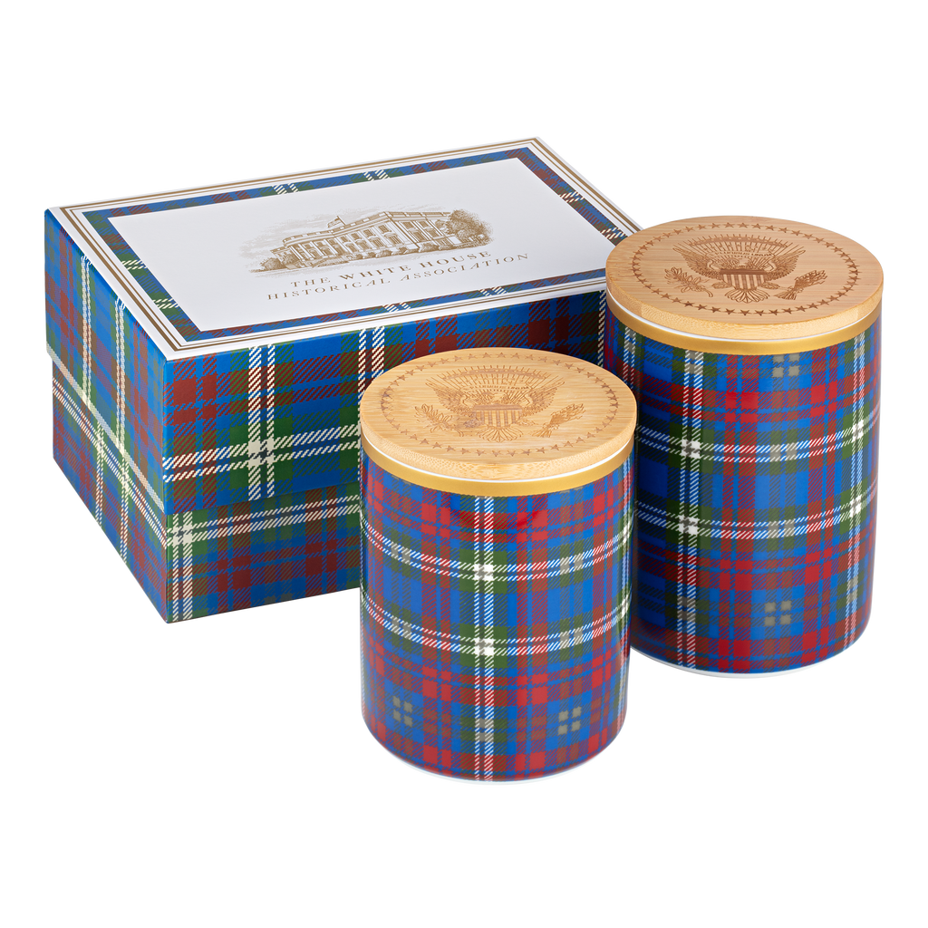White House Tartan Canisters- Set of Two with box