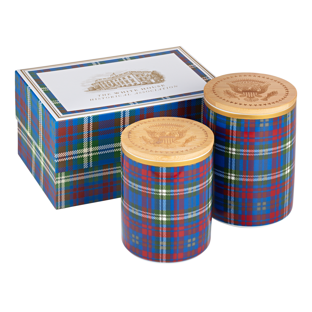 White House Tartan Canisters- Set of Two with box