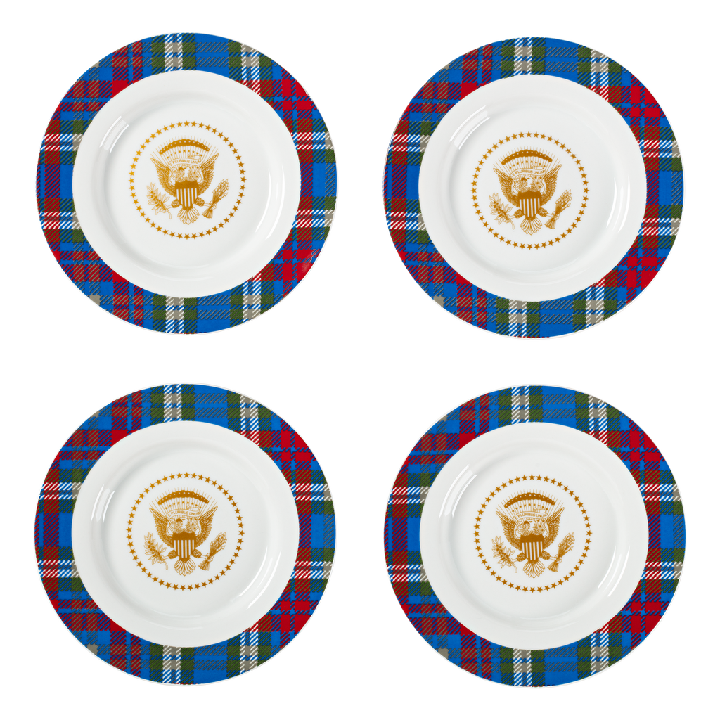 White House Tartan 6" plates- Set of Four