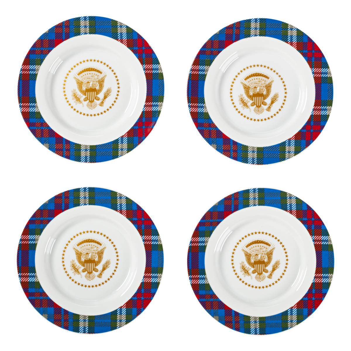 White House Tartan 6" plates- Set of Four
