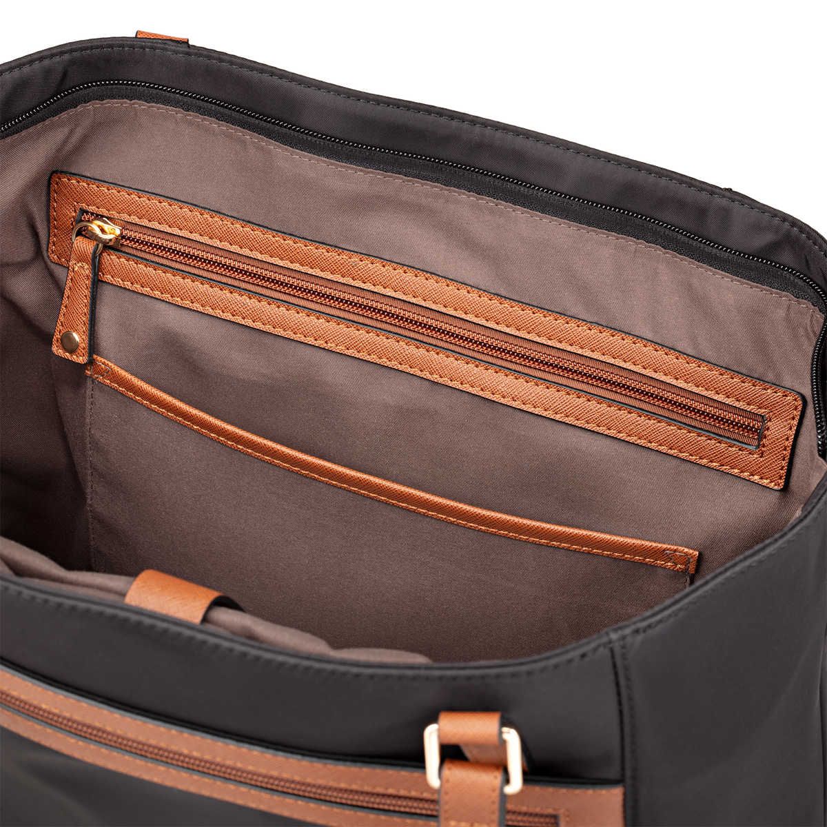 Nylon Tote Bag with Truman Seal Mirror Accessory interior pockets