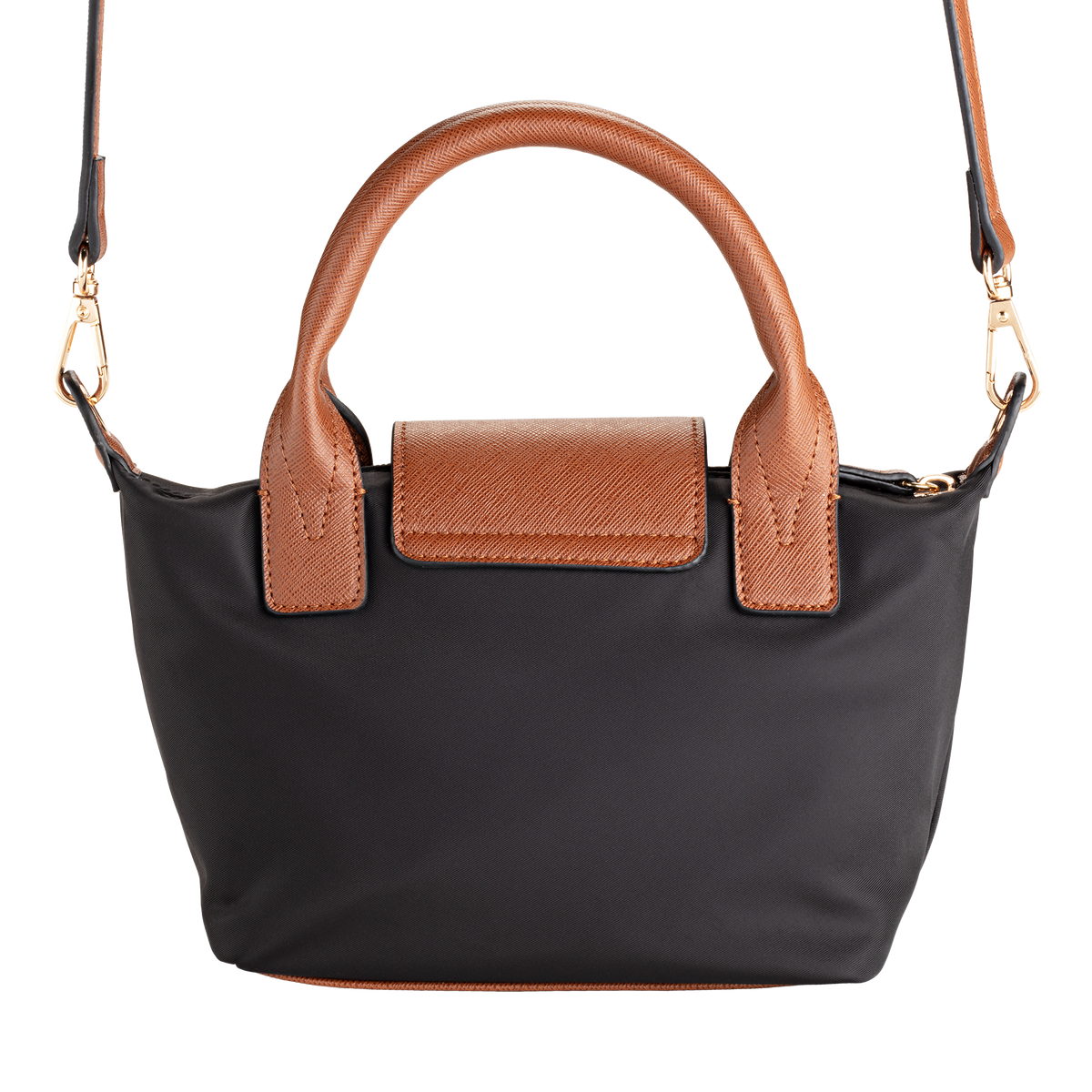 Nylon Crossbody Bag with Truman Seal Mirror Accessory - Black back