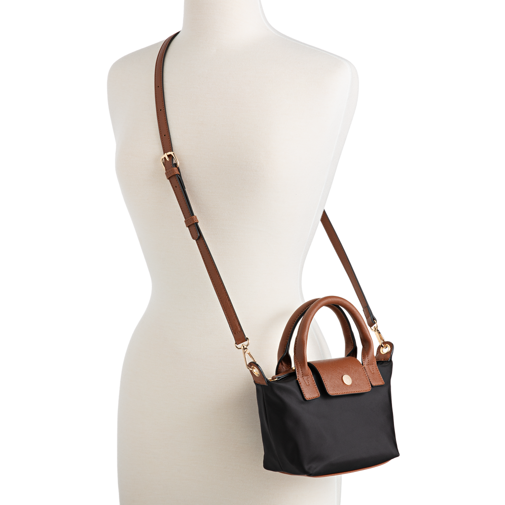 Nylon Crossbody Bag with Truman Seal Mirror Accessory - Black with strap on form
