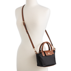 Nylon Crossbody Bag with Truman Seal Mirror Accessory - Black with strap on form