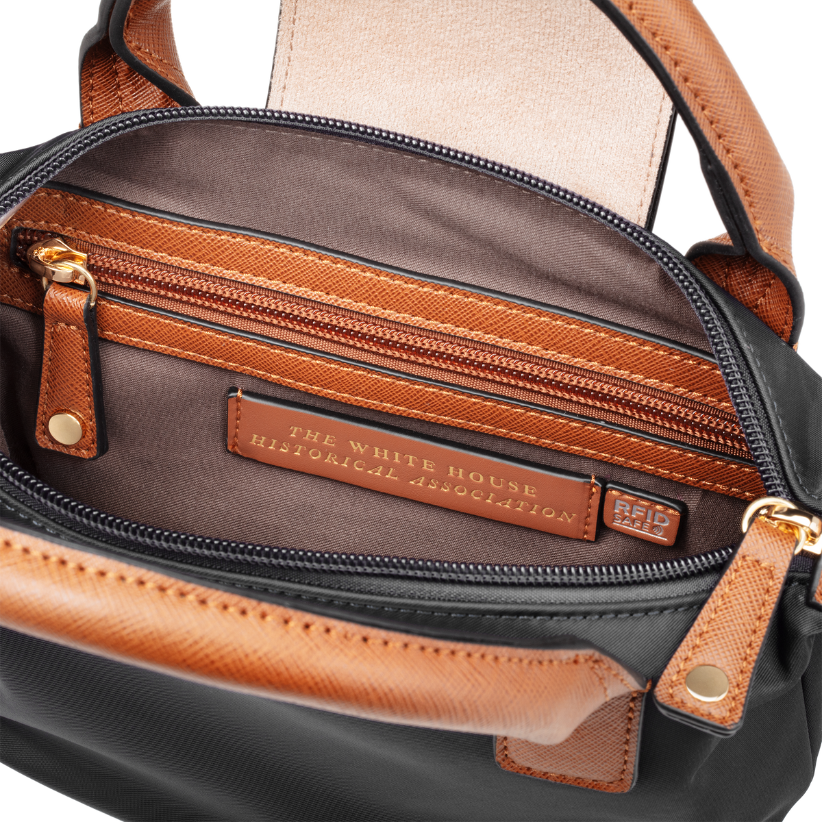 Nylon Crossbody Bag with Truman Seal Mirror Accessory - Black logo inside
