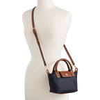 Nylon Crossbody Bag with Truman Seal Mirror Accessory - Navy with strap on form