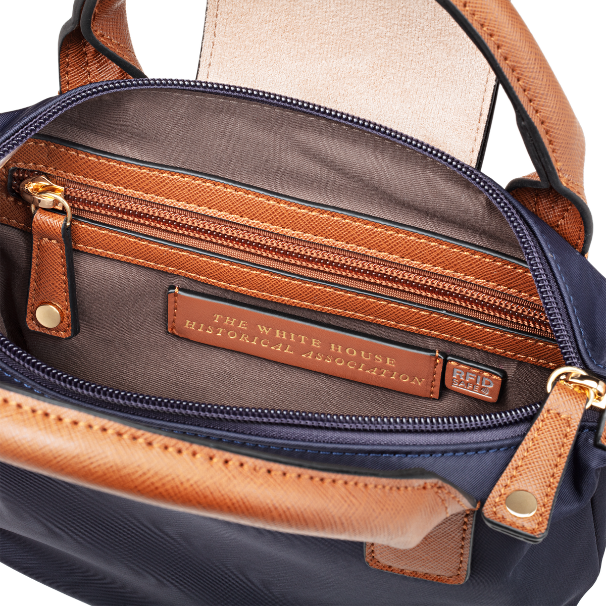 Nylon Crossbody Bag with Truman Seal Mirror Accessory - Navy logo inside