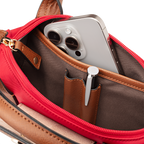 Nylon Crossbody Bag with Truman Seal Mirror Accessory - Red inside
