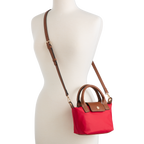 Nylon Crossbody Bag with Truman Seal Mirror Accessory - Red with strap on form