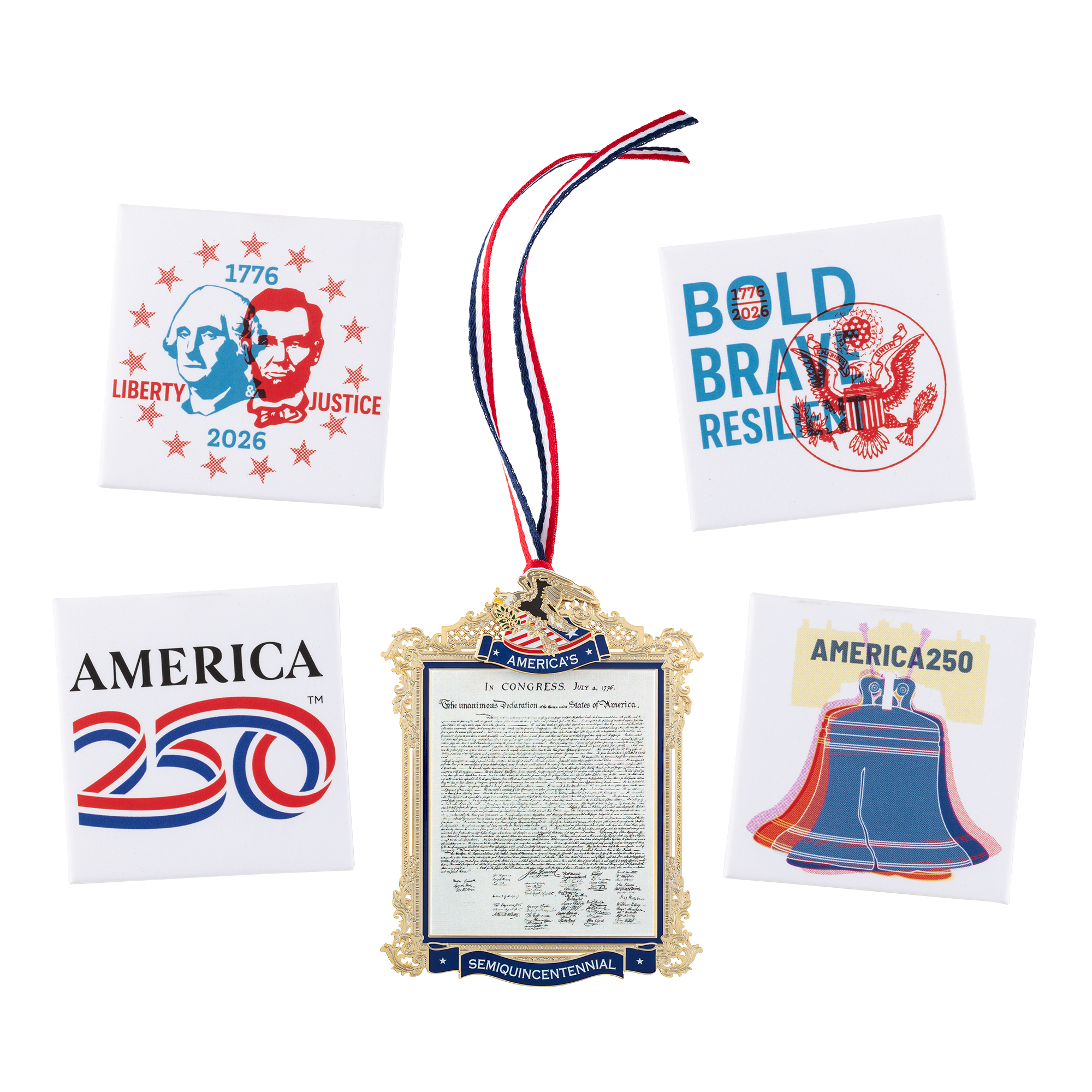 Official Commemorative Ornament of America’s 250th Anniversary with A250 Magnet Set