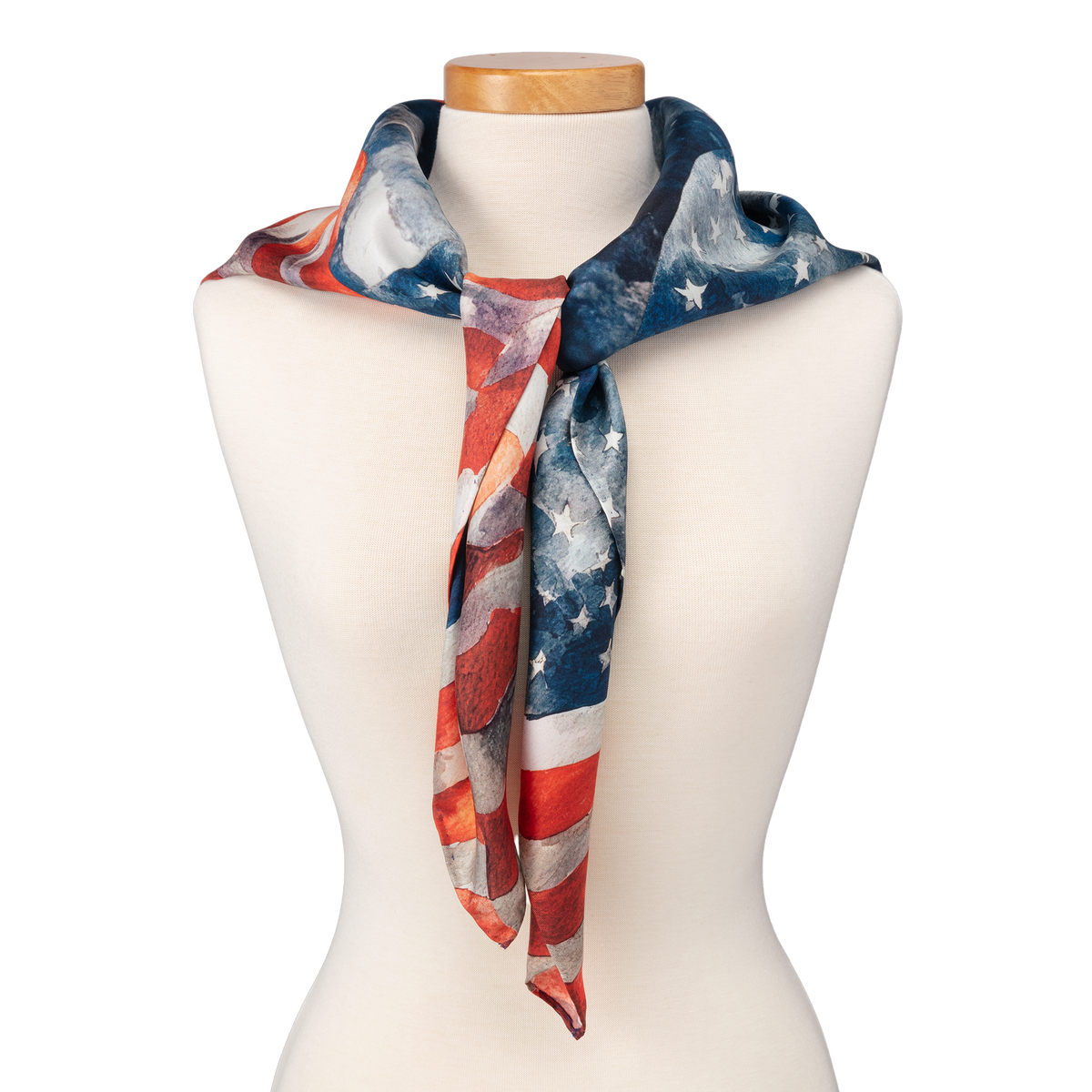 Stars and Stripes Silk Scarf on form