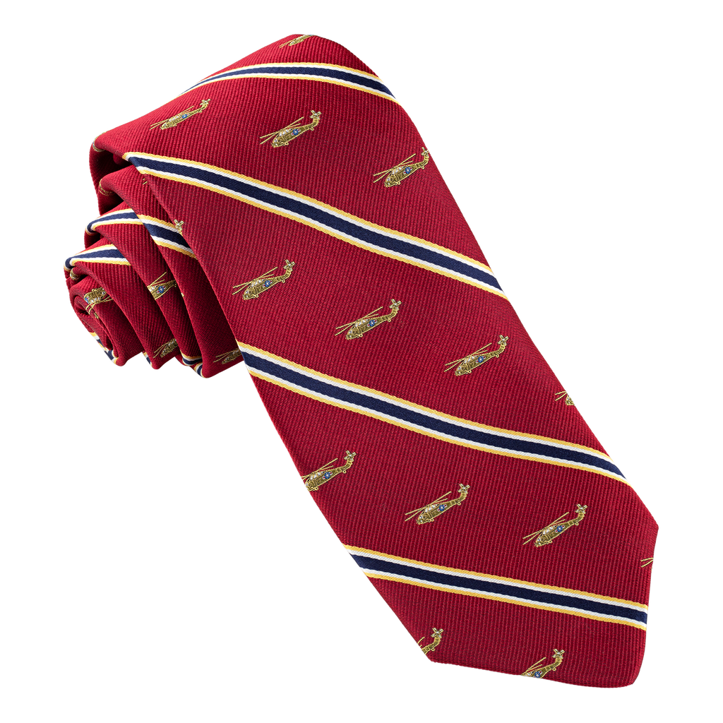 Embroidered Helicopter Tie - Deep Red