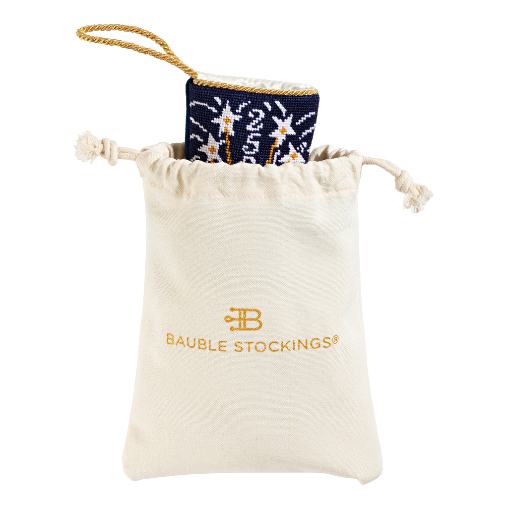 Bauble Stockings America's 250th Birthday Cake Needlepoint Mini Stocking in bag