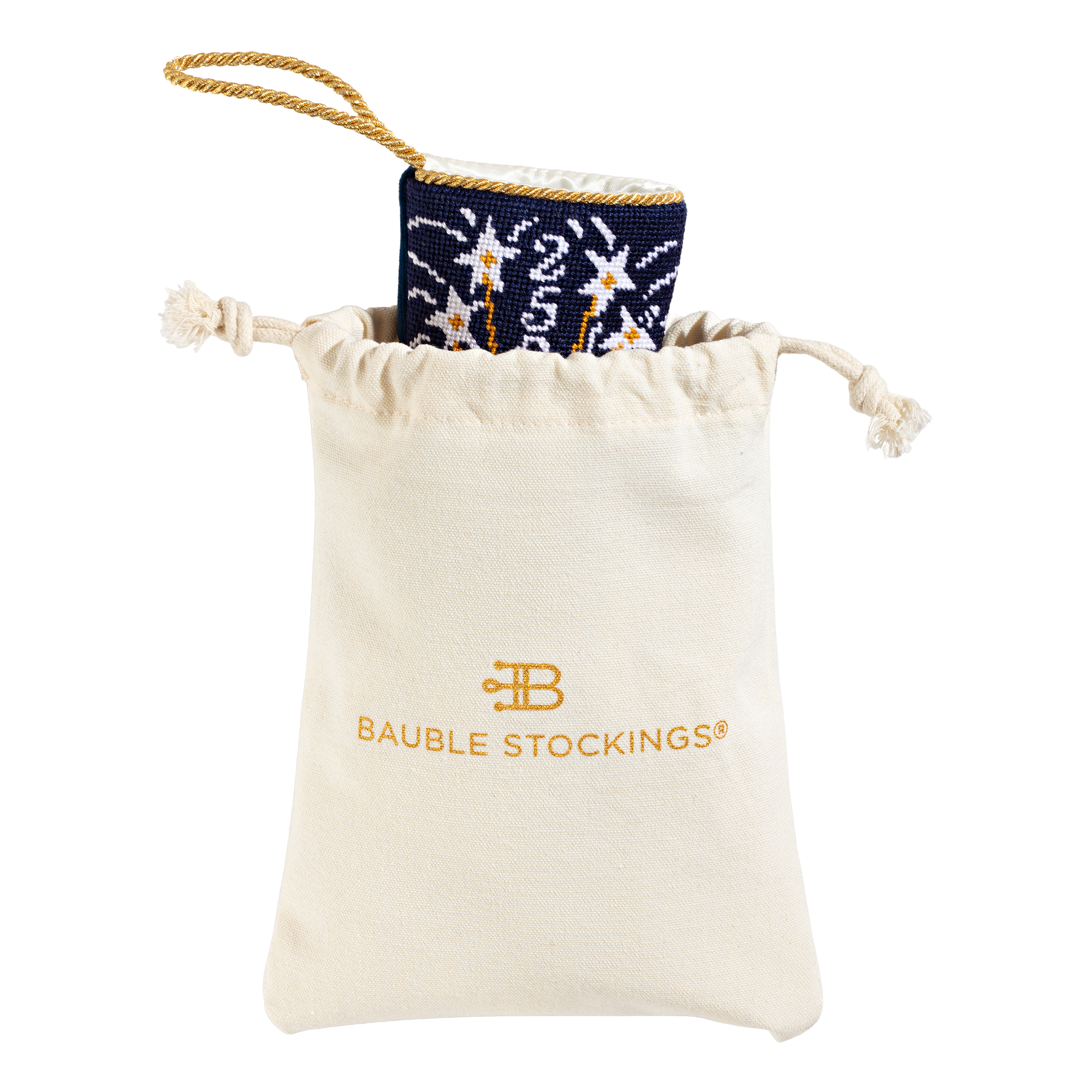 Bauble Stockings America's 250th Birthday Cake Needlepoint Mini Stocking in bag