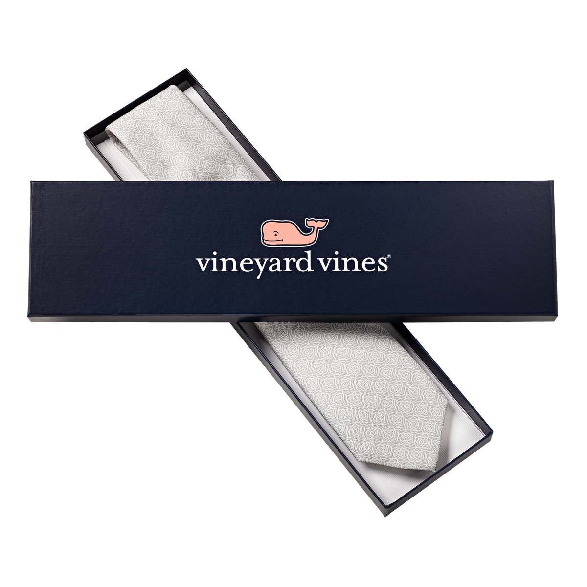 Vineyard Vines Scottish Rose Silk Tie - Grey in box