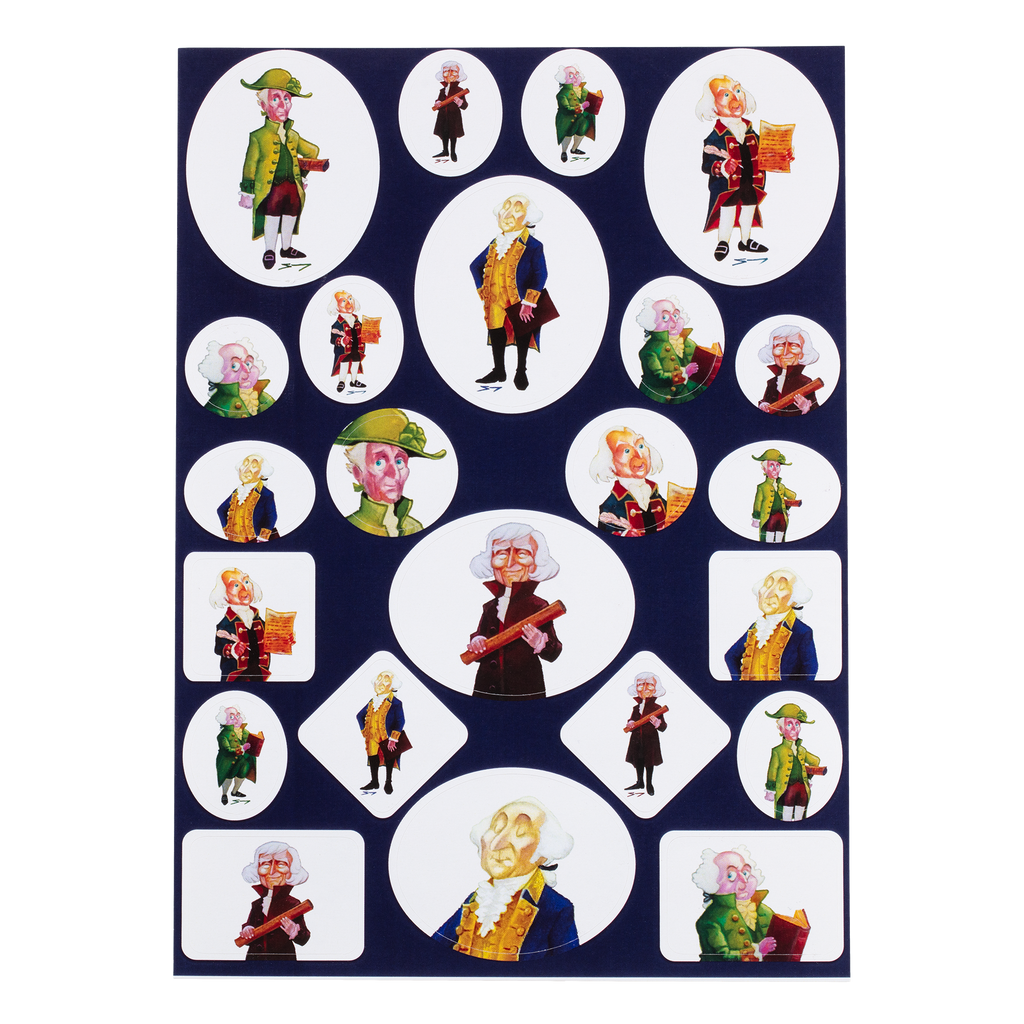 Founding Presidents Illustrated Page of Stickers