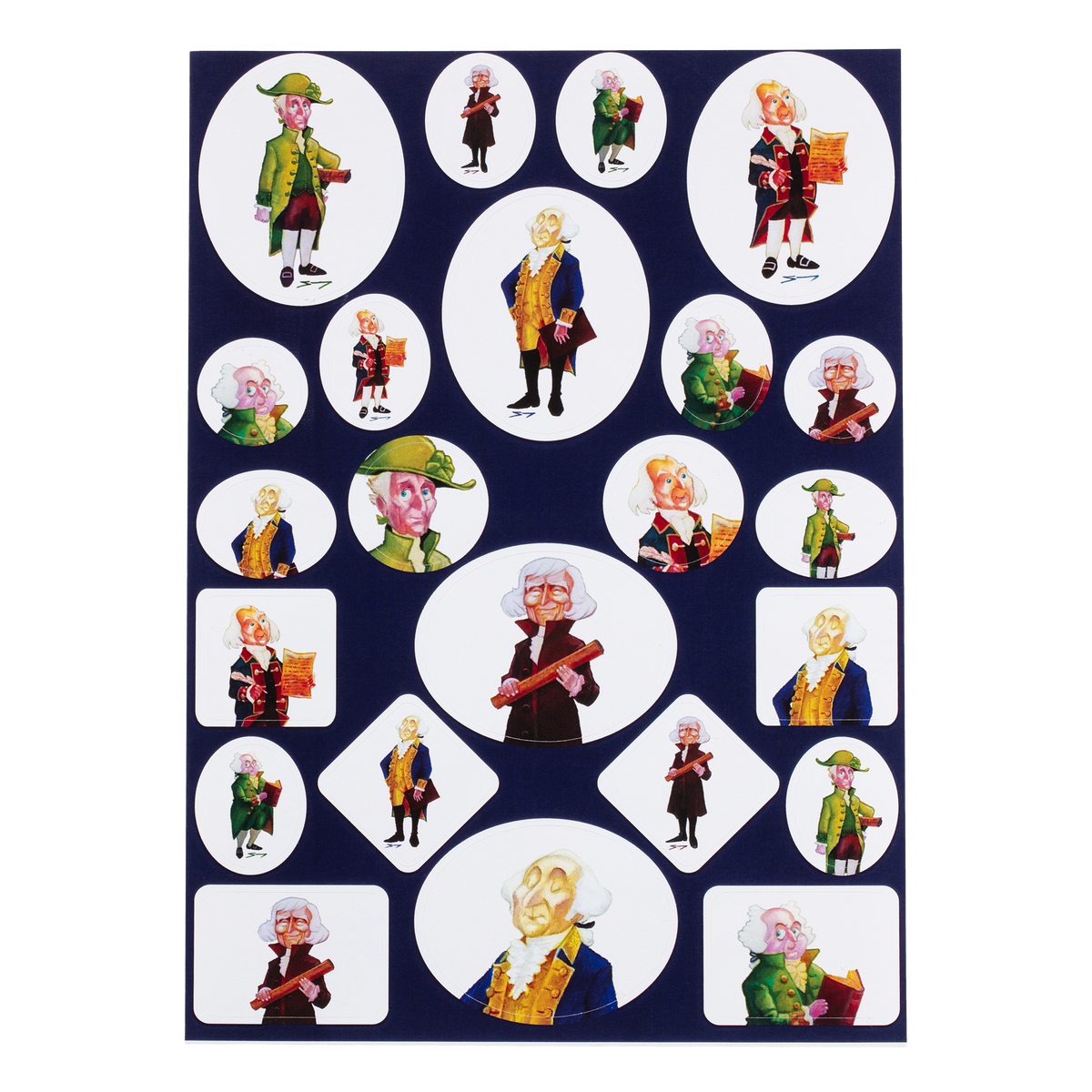 Founding Presidents Illustrated Page of Stickers