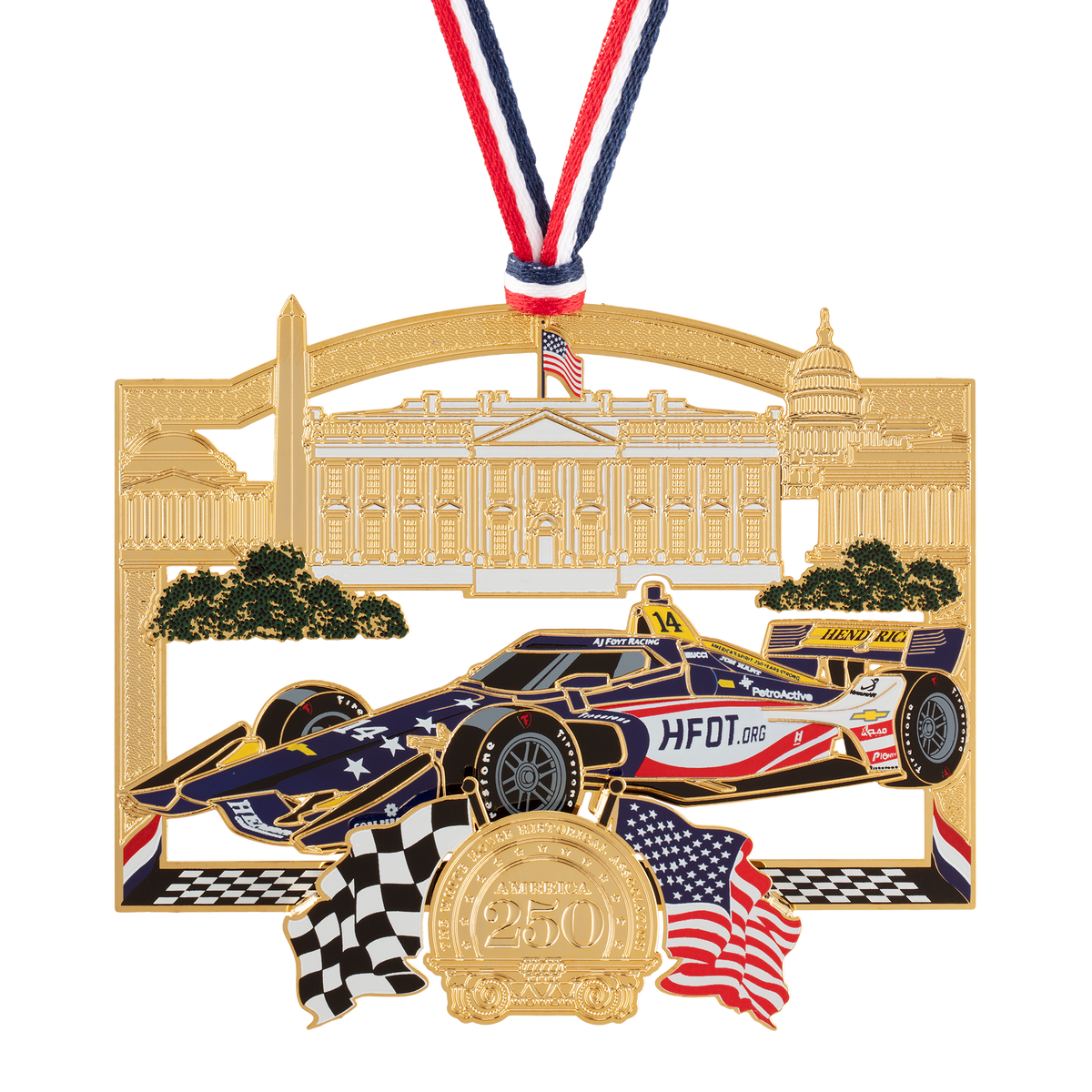 Exclusive AJ Foyt Racing Grand Prix Commemorative Ornament front
