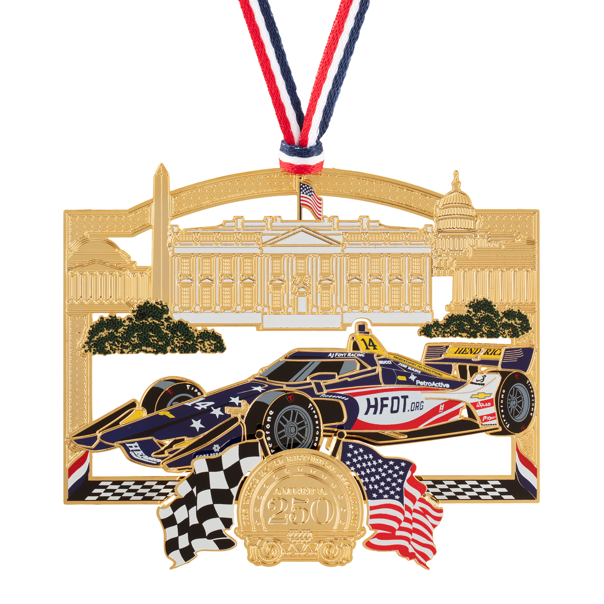 Exclusive AJ Foyt Racing Grand Prix Commemorative Ornament front