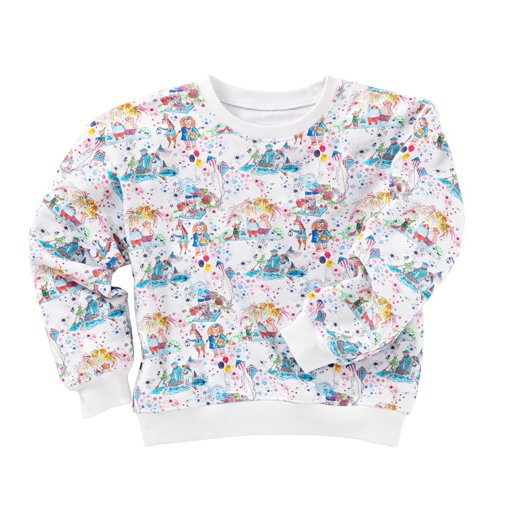 Patriotic Fireworks Crewneck Sweatshirt for Kids front