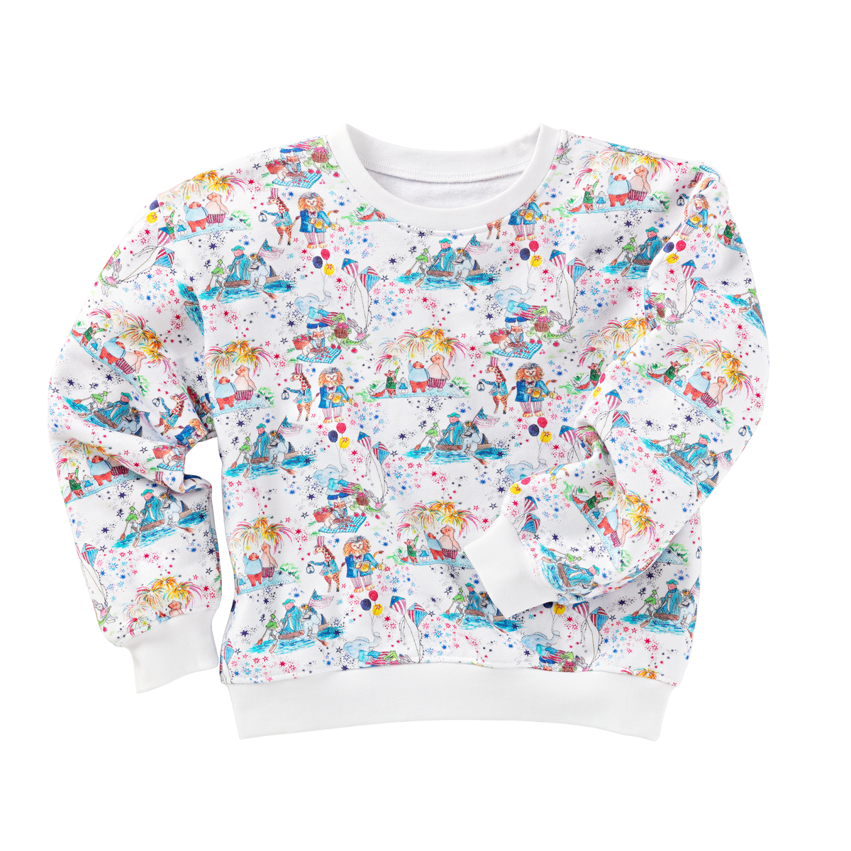 Patriotic Fireworks Crewneck Sweatshirt for Kids front
