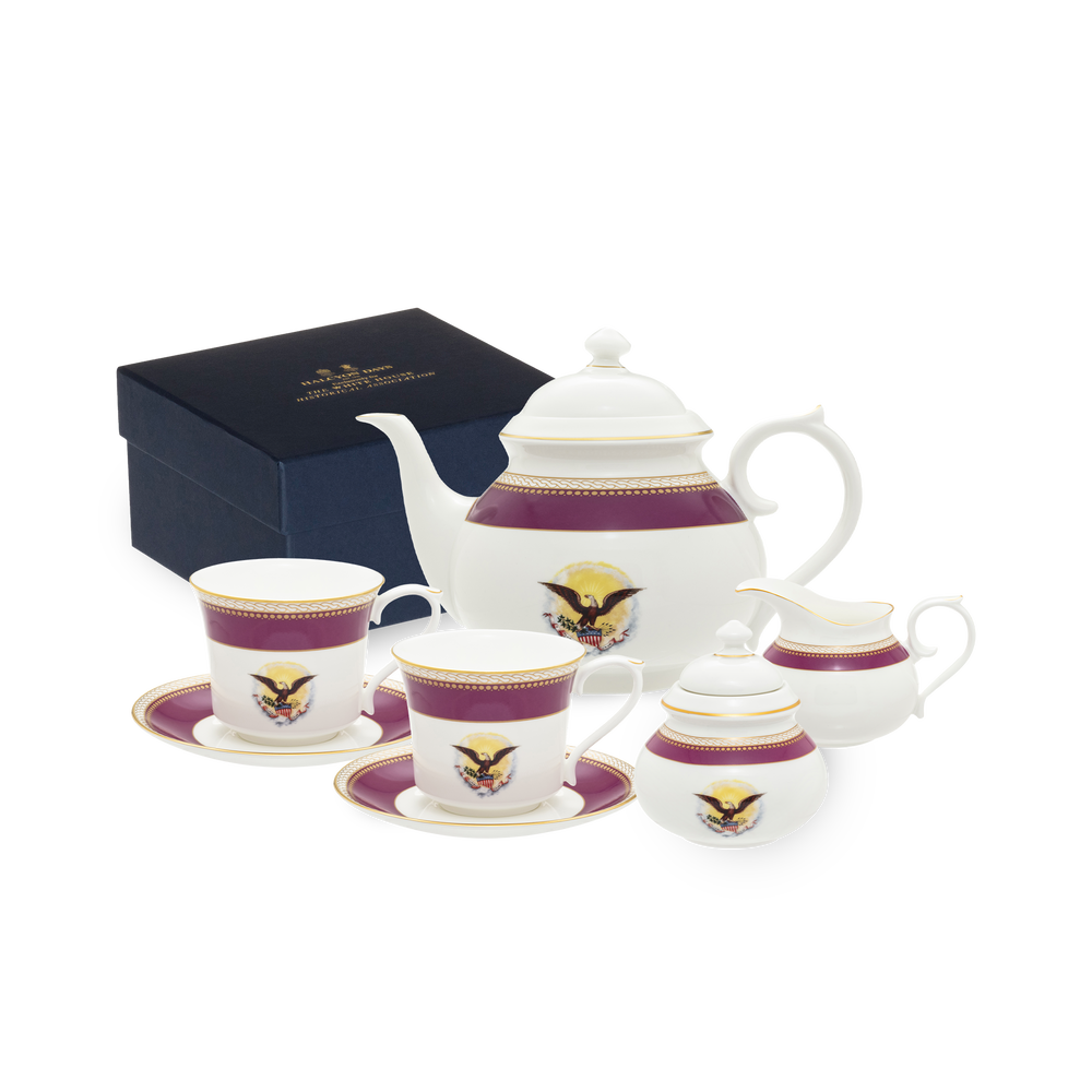 Lincoln Tea Collection, Set with Tea Pot and Two Tea Cups & Saucers