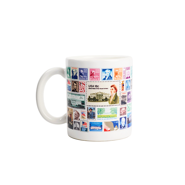 USPS Stamp Collage Mug - Front