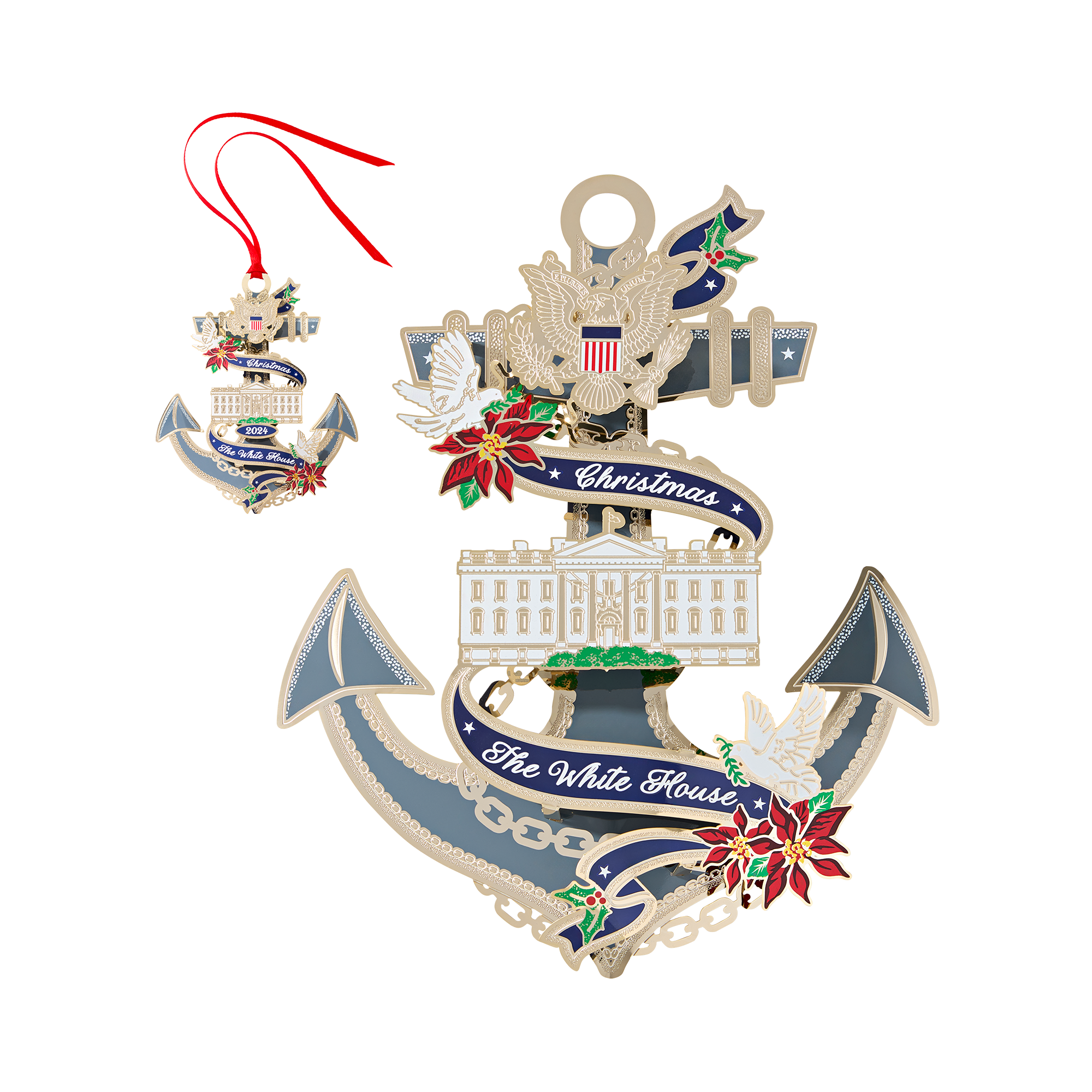 Official 2024 White House Christmas Ornament 10" Display