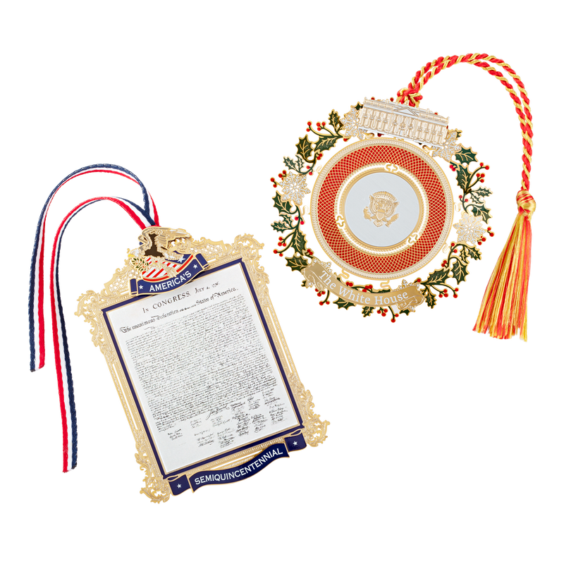 The 2026 Official Commemorative Ornament of America's 250th Anniversary Celebration and the 2025 Official White House Christmas Ornament