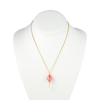 Cherry Blossom Hand Painted Tensha Bead Pendant Necklace with Pearl