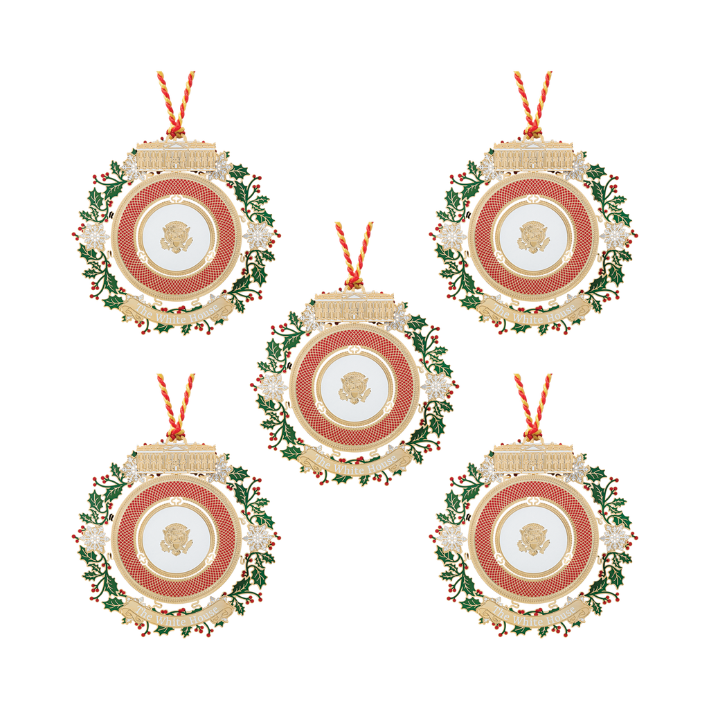 Official 2025 White House Christmas Ornament – 5 Piece Bundle