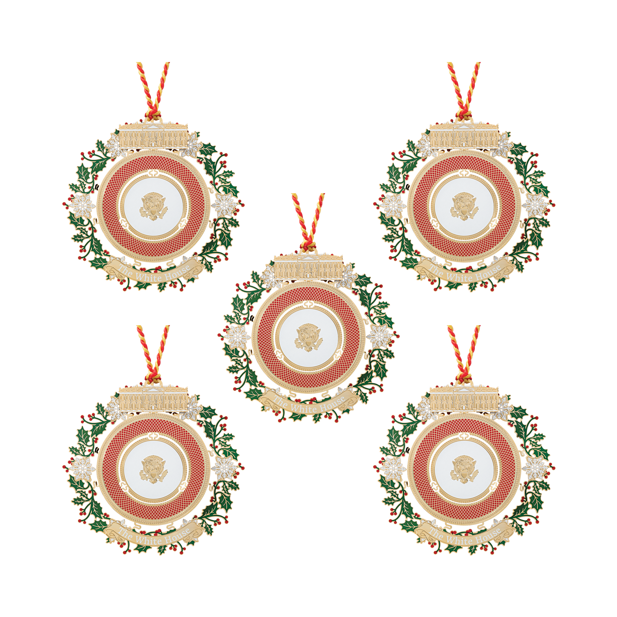 Official 2025 White House Christmas Ornament – 5 Piece Bundle
