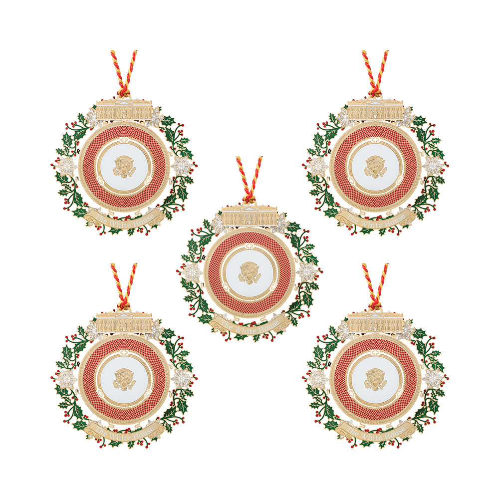 Official 2025 White House Christmas Ornament – 5 Piece Bundle