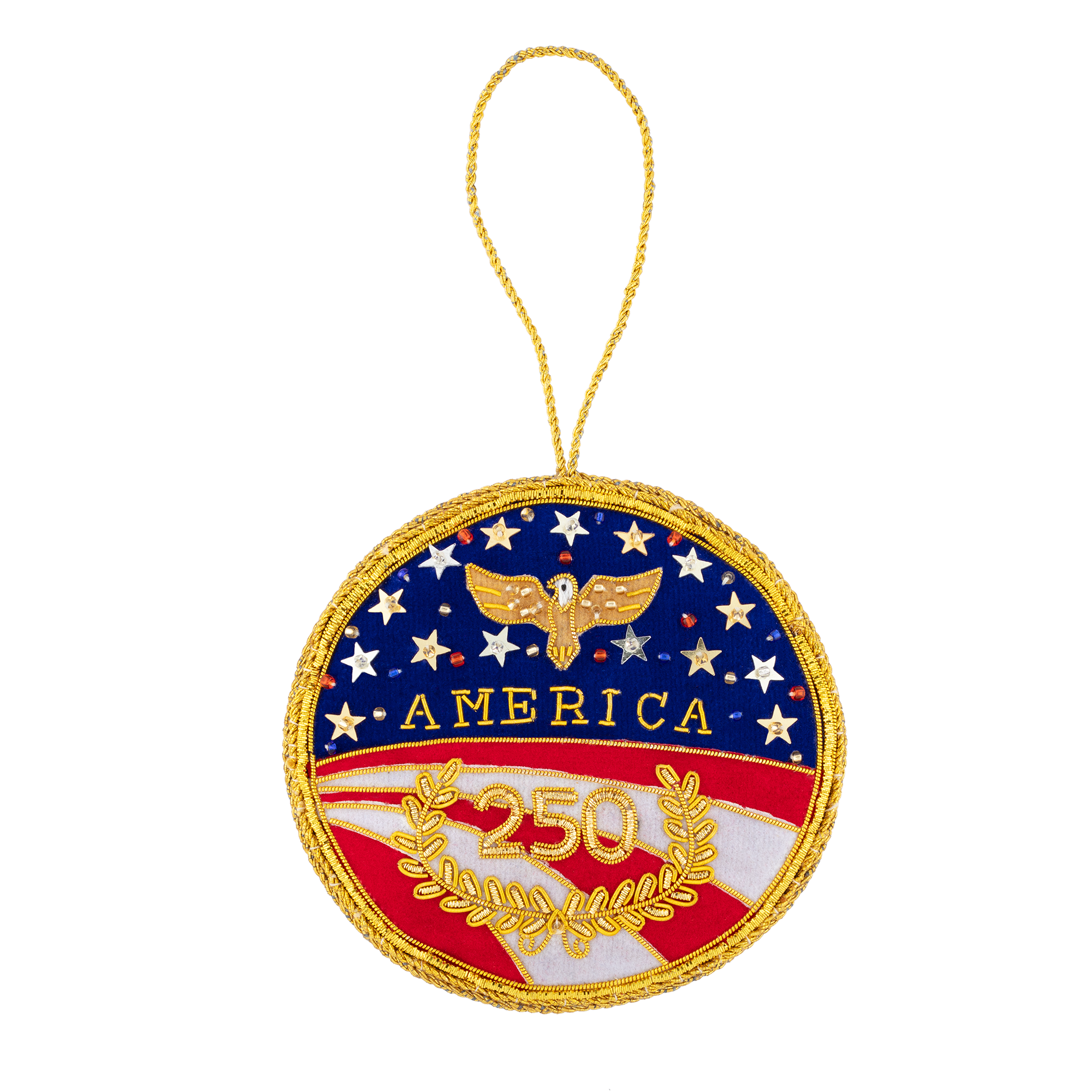 America's 250th Anniversary Embroidered Felt Ornament with Eagle front