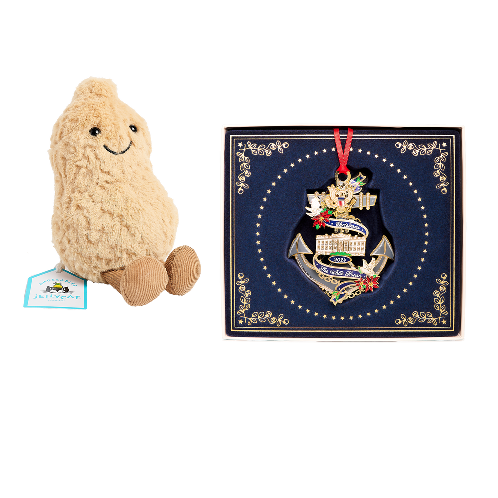 The Official 2024 White House Christmas Ornament and Jellycat Plush Peanut, Bundle