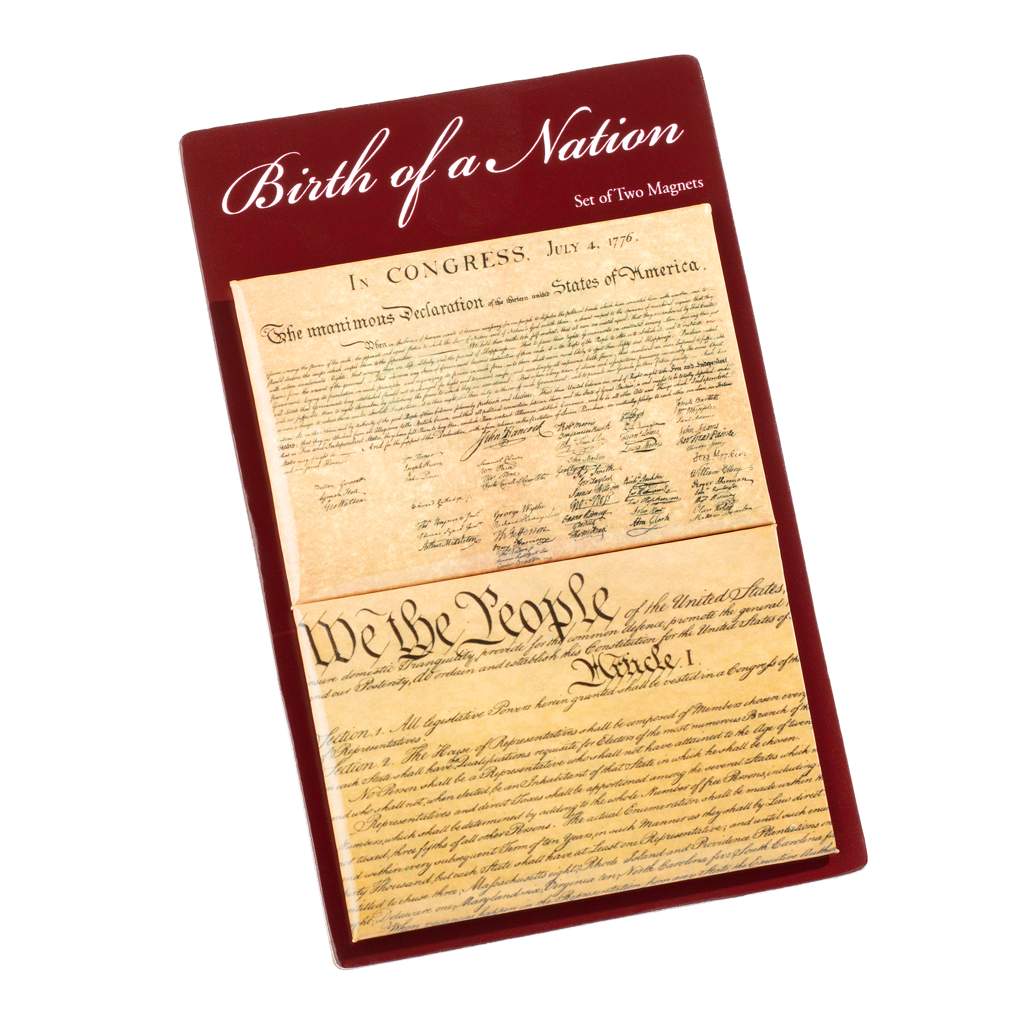 Declaration of Independence and Constitution Magnets in packaging