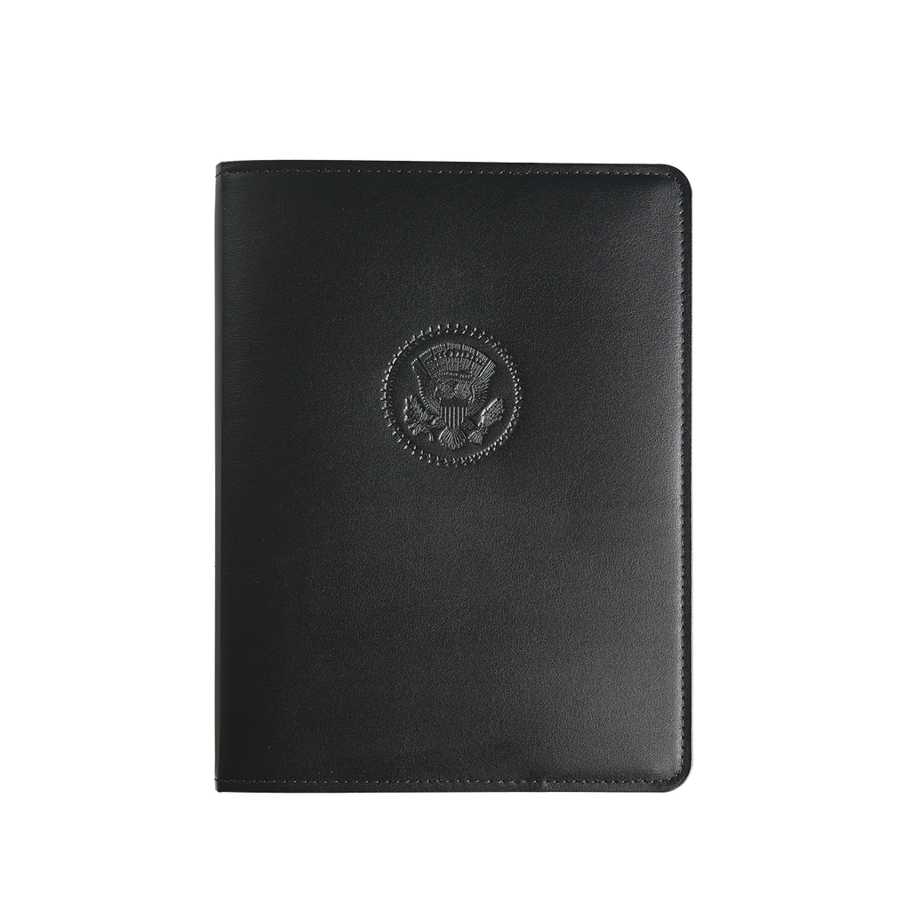 Black Truman Seal Leather Bound 9" Refillable Notebook