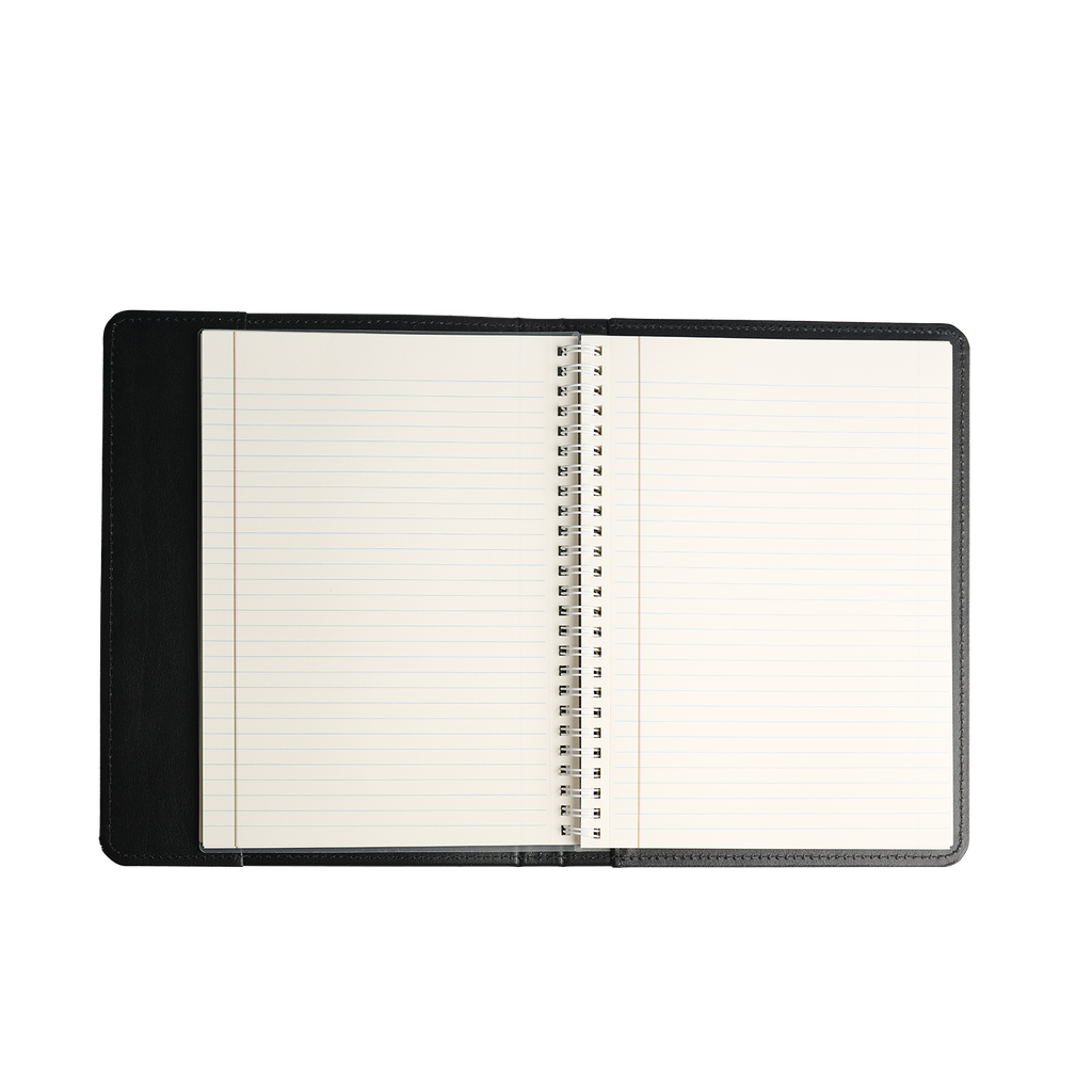 Black Truman Seal Leather Bound 9" Refillable Notebook